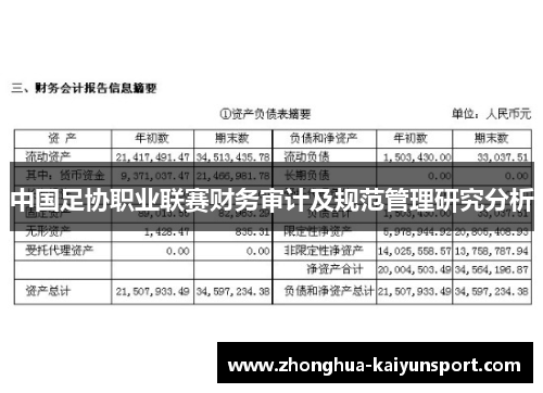 中国足协职业联赛财务审计及规范管理研究分析